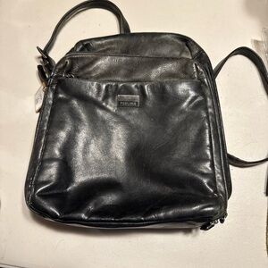 Perlina Black Leather Backpack